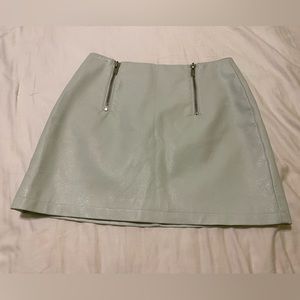 Forever21 Leather mini skirt- light green, Size L